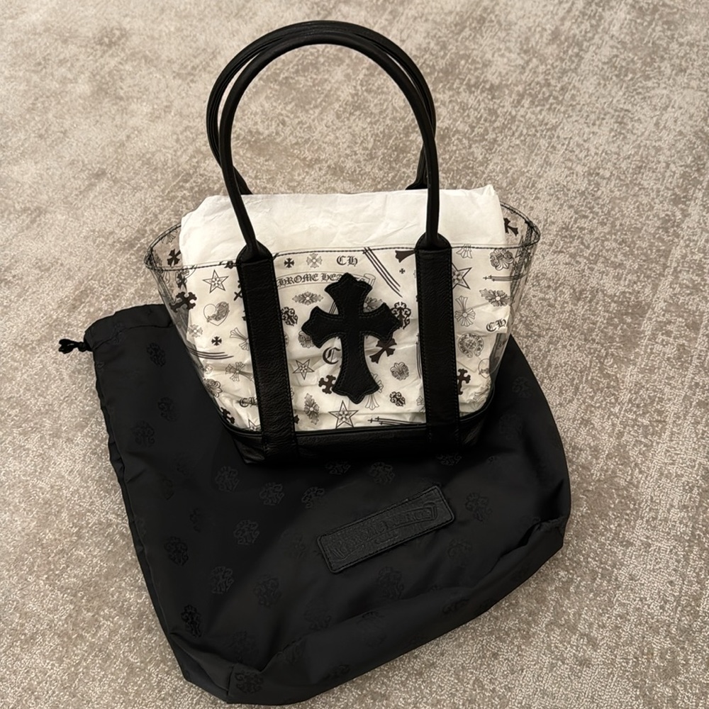 Chrome Hearts Black PVC Cemetery Cross Patch Mini Tote Bag NWT - Picture 4 of 6